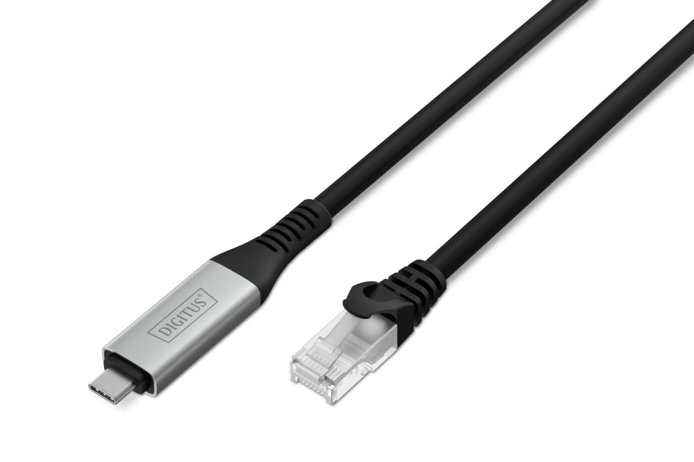 Assmann USB-C 3.2 Gen1 - RJ45 CAT6A S/FTP Ethernet cable 1Gbit/s,15m Black