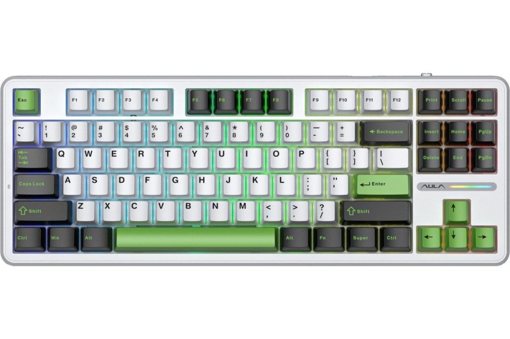 Aula F87 Gasket Gaming Wireless Bluetooth Mechanical Keyboard White/Black/Green US