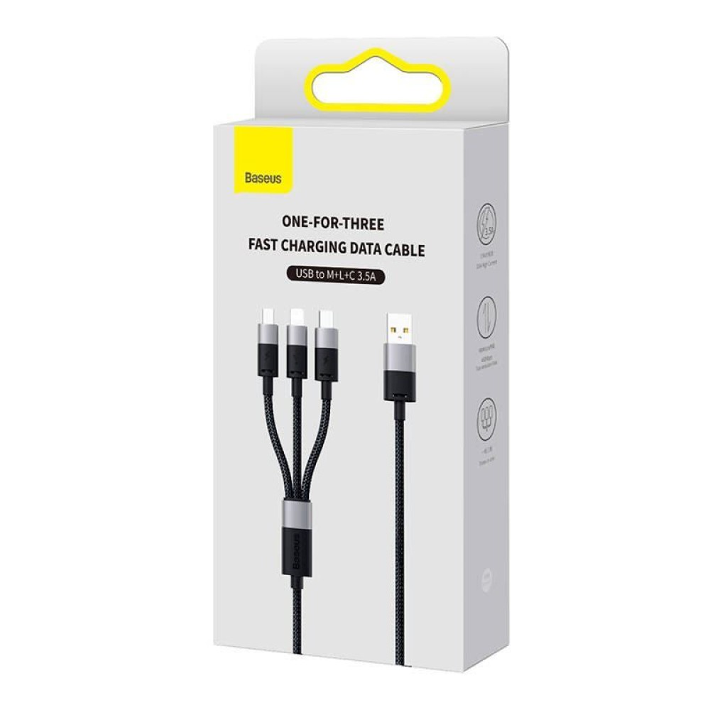 Baseus 3 in 1 USB Cable 1,2m Black