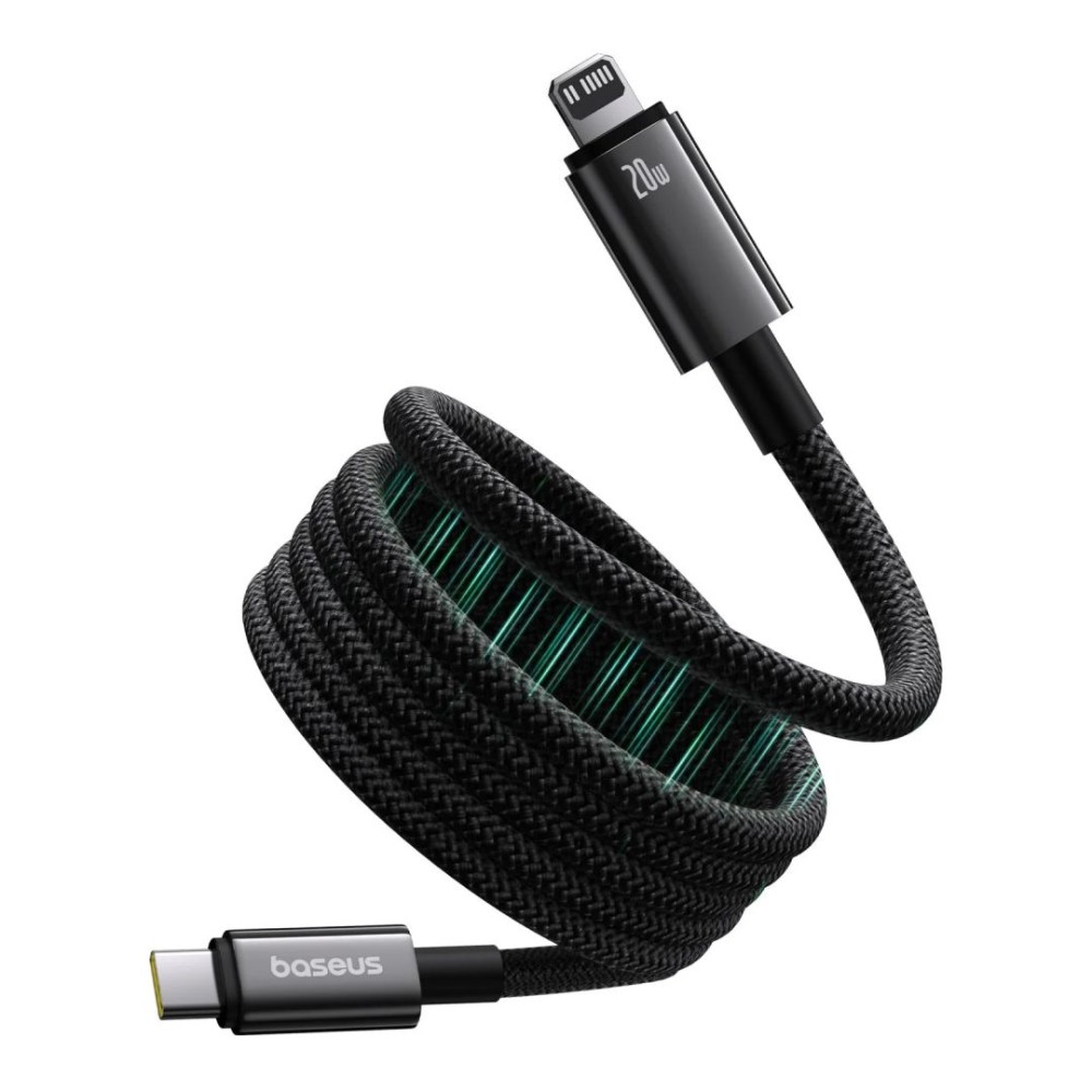 Baseus Tungsten Gold Magnetic Anti-Tangle Type-C to Lightning Cable 1m Black