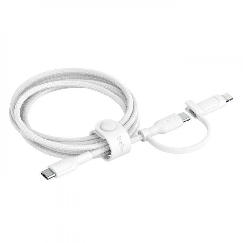 Belkin BoostCharge Pro 2-in-1 Cable with USB-C and Lightning Connector 1,5m White