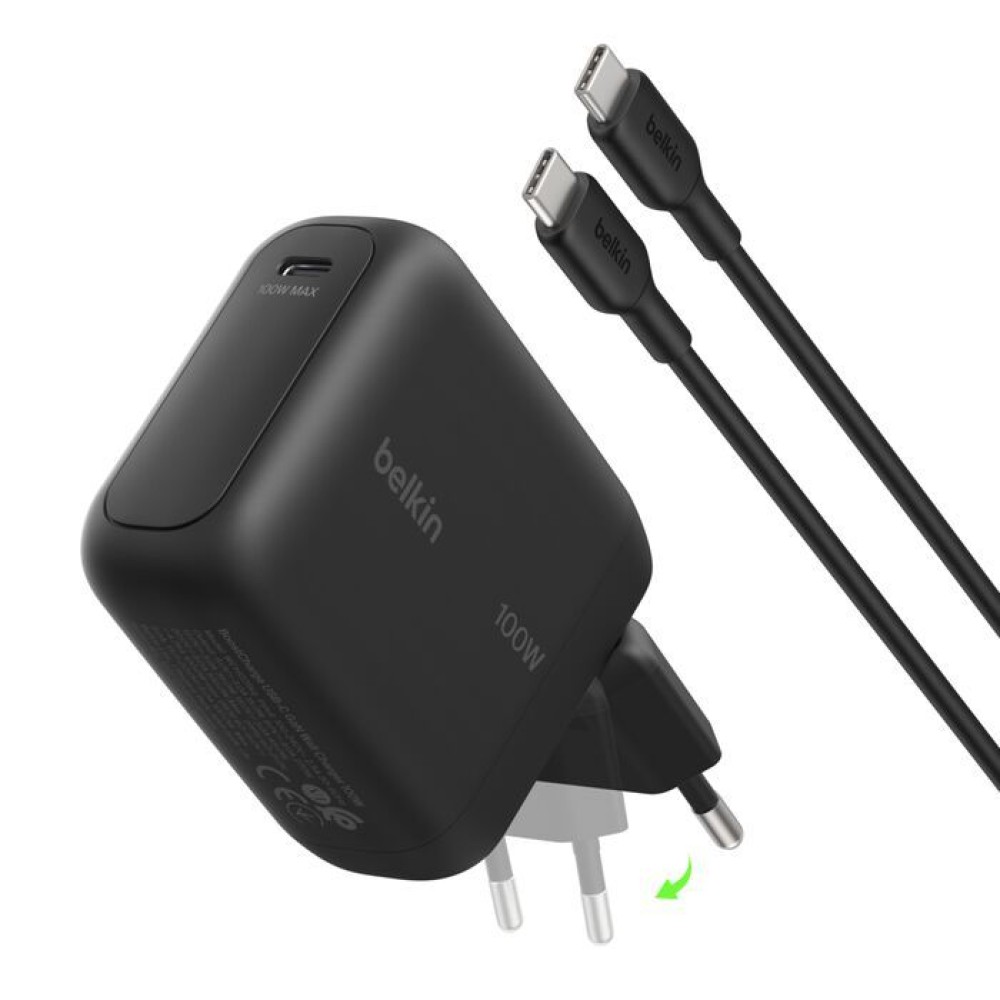 Belkin BoostCharge USB-C GaN-Wall Charger (100 W) + USB-C cable Black