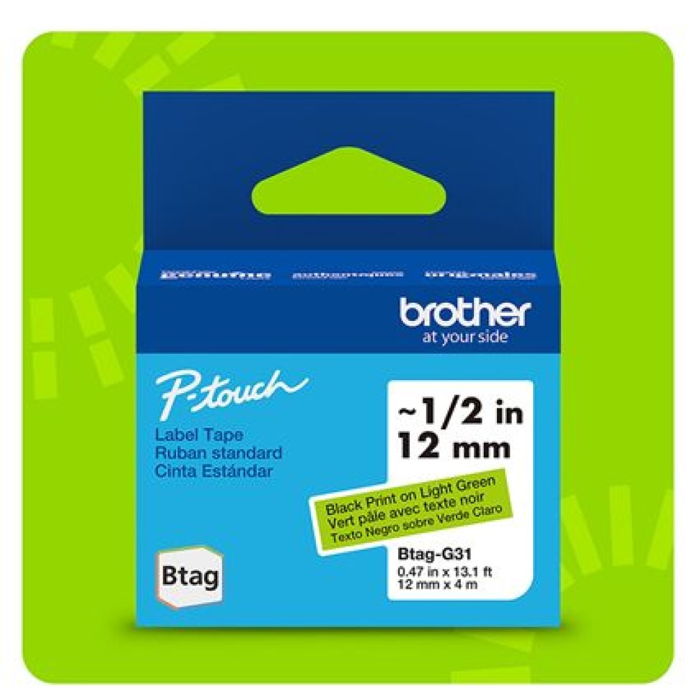 Brother BTAG-G31 Címketekercs (12mm) Black on Light Green - 4m