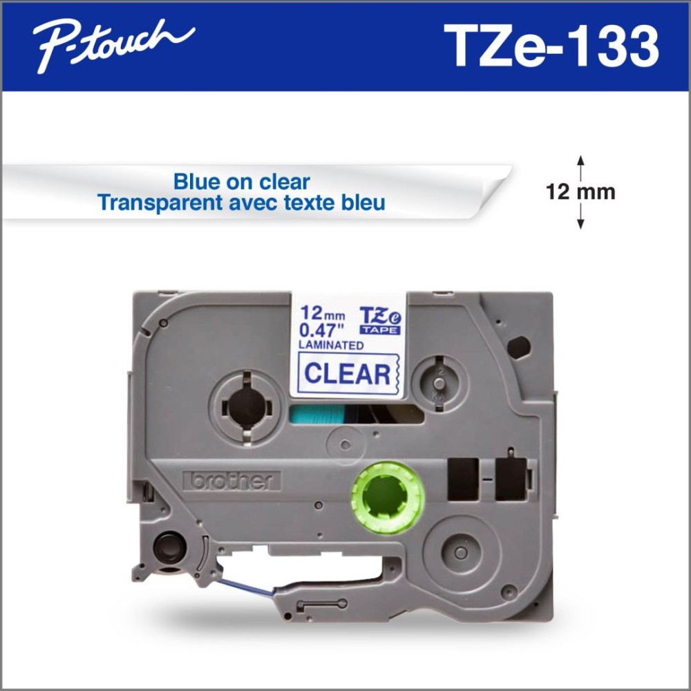 Brother TC103 Laminált P-touch szalag (12mm) Blue on Transparent -7,7m
