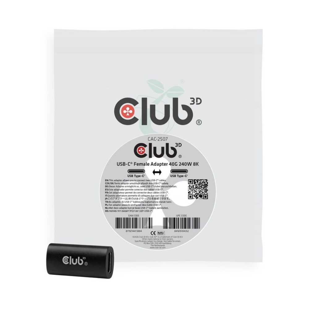 Club3D CAC-2507 USB-C Female Adapter 40G 240W 8K60Hz
