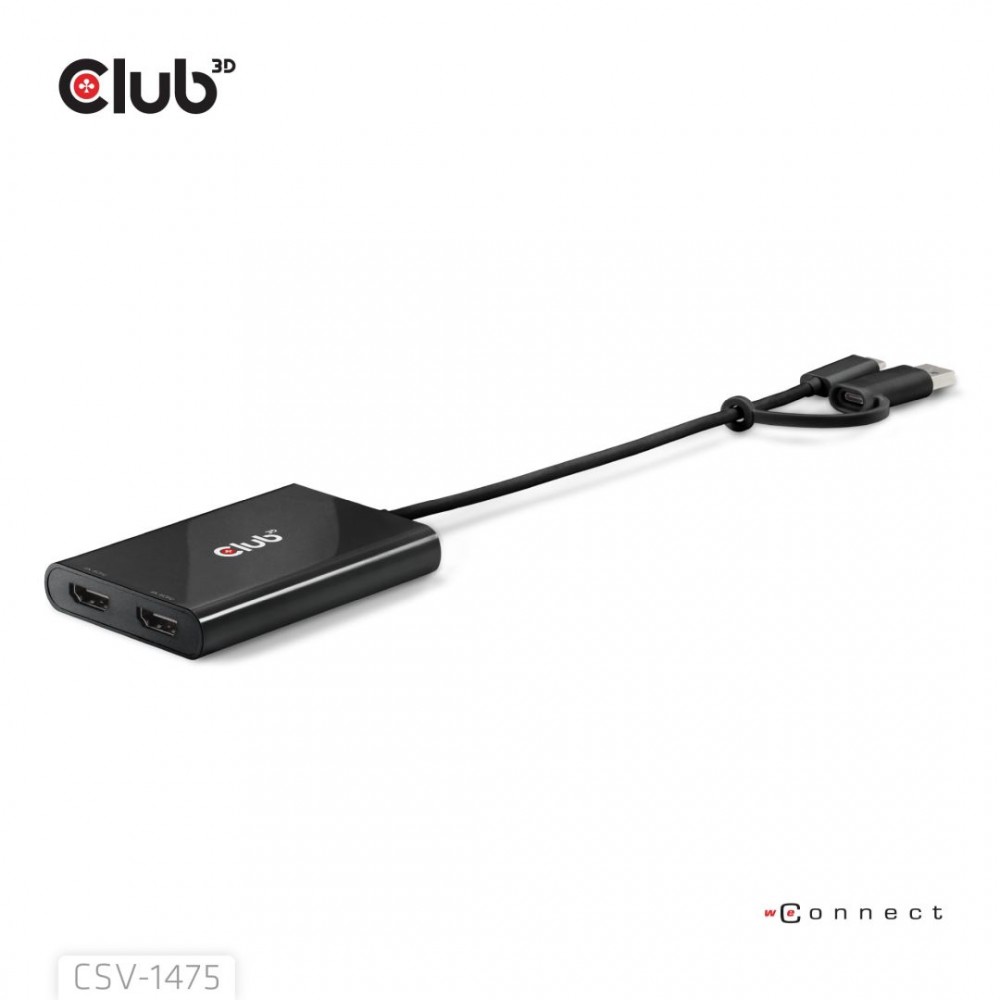 Club3D USB Type-C/A to dual HDMI Splitter