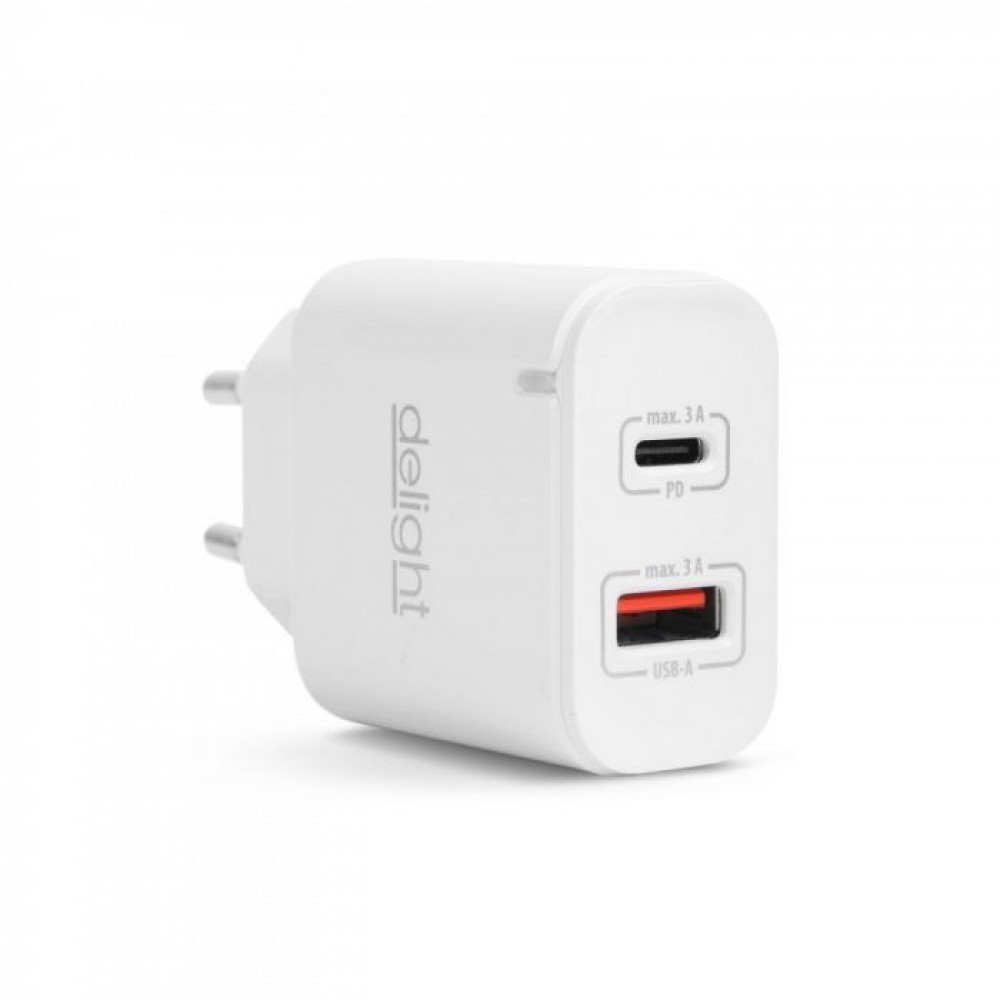 Delight Adapter - TypeC +USB3.0 - gyorstöltő, PD20W - fehér