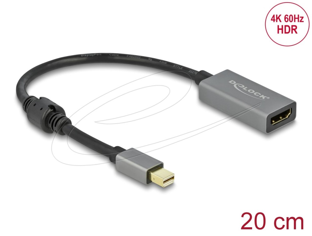DeLock Active mini DisplayPort 1.4 to HDMI Adapter 4K 60 Hz Black