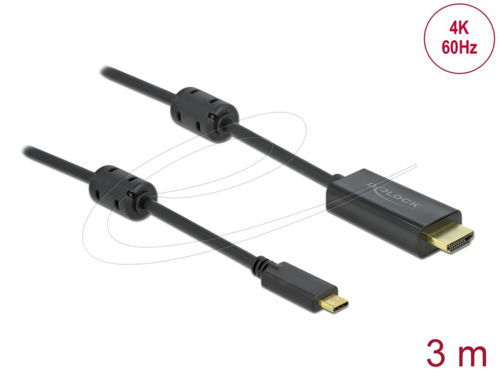 DeLock Active USB Type-C to HDMI Cable (DP Alt Mode) 4K 60Hz 3m Black