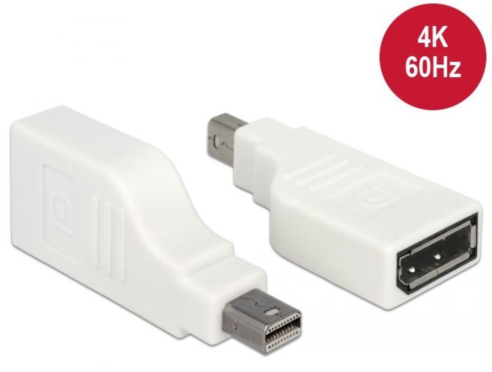 DeLock Adapter mini DisplayPort 1.2 male > DisplayPort female 4K 90° turned White