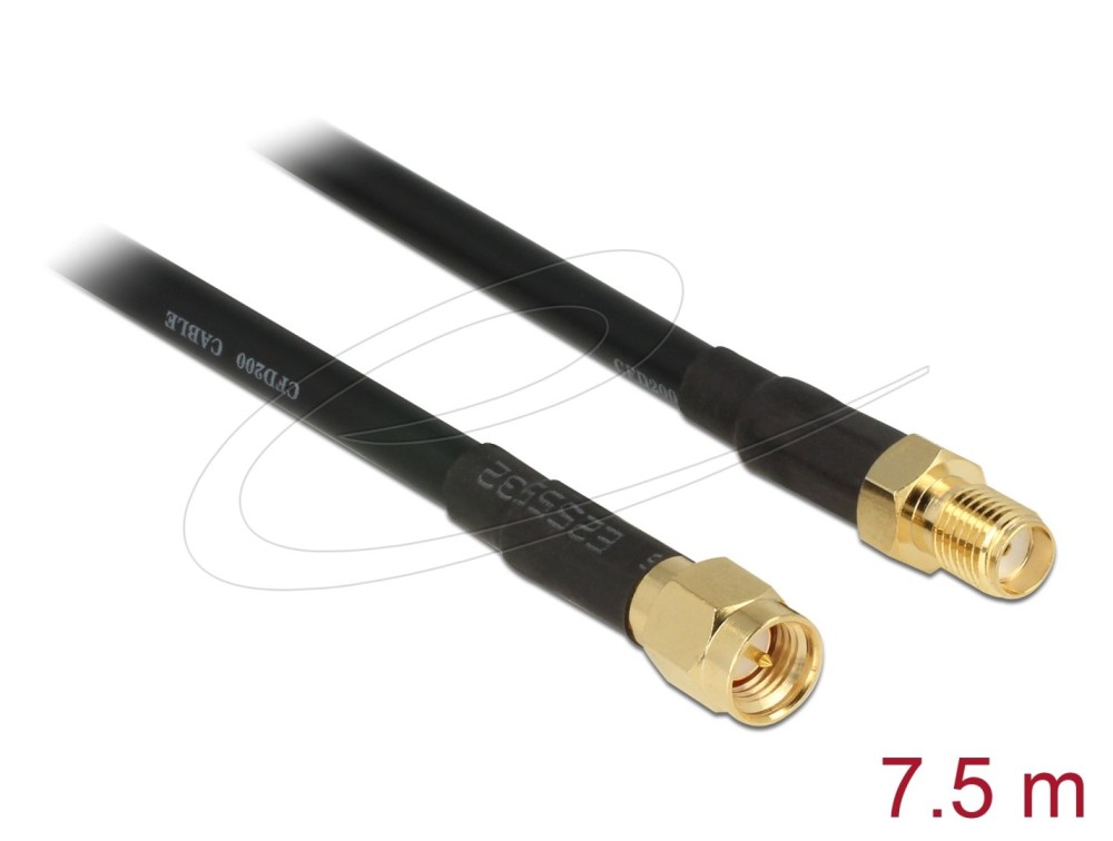DeLock Antenna Cable SMA plug > SMA jack CFD/RF200 7,5m low loss