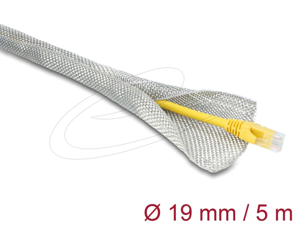 DeLock Braided Sleeve for EMC shielding self-closing 5mx19mm White