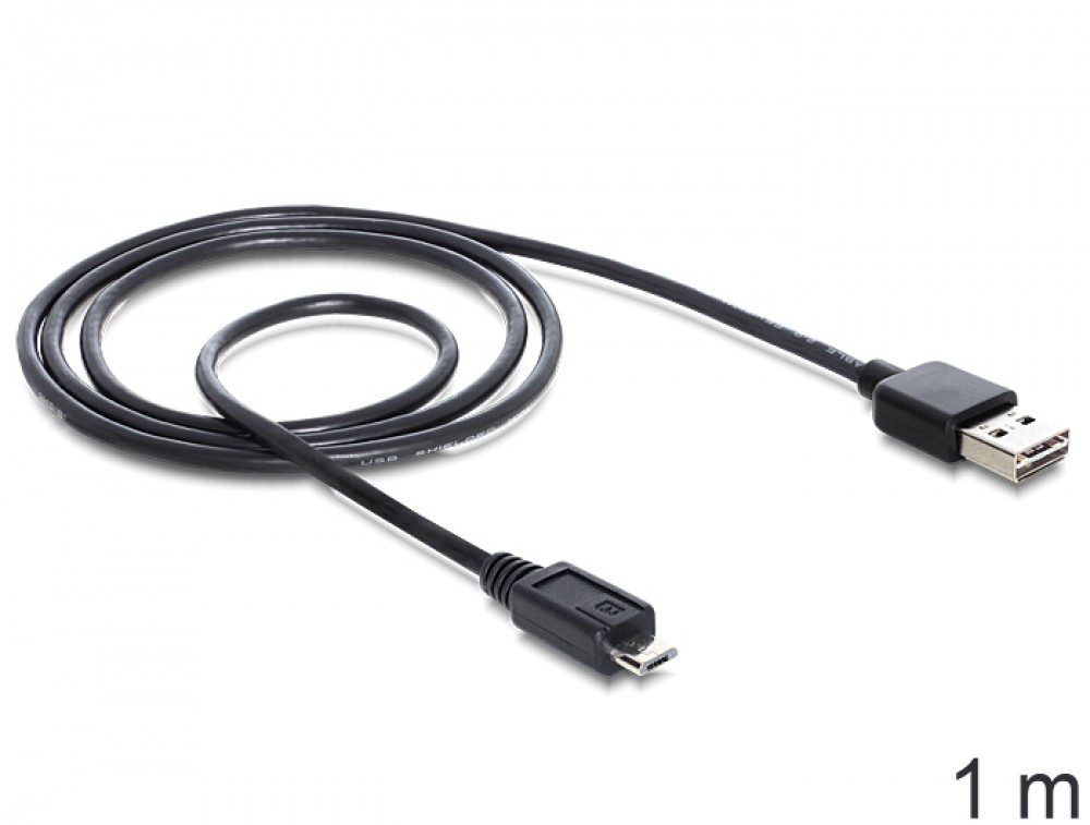 DeLock Cable EASY-USB 2.0 Type-A male > USB 2.0 Type Micro-B male 1m Black