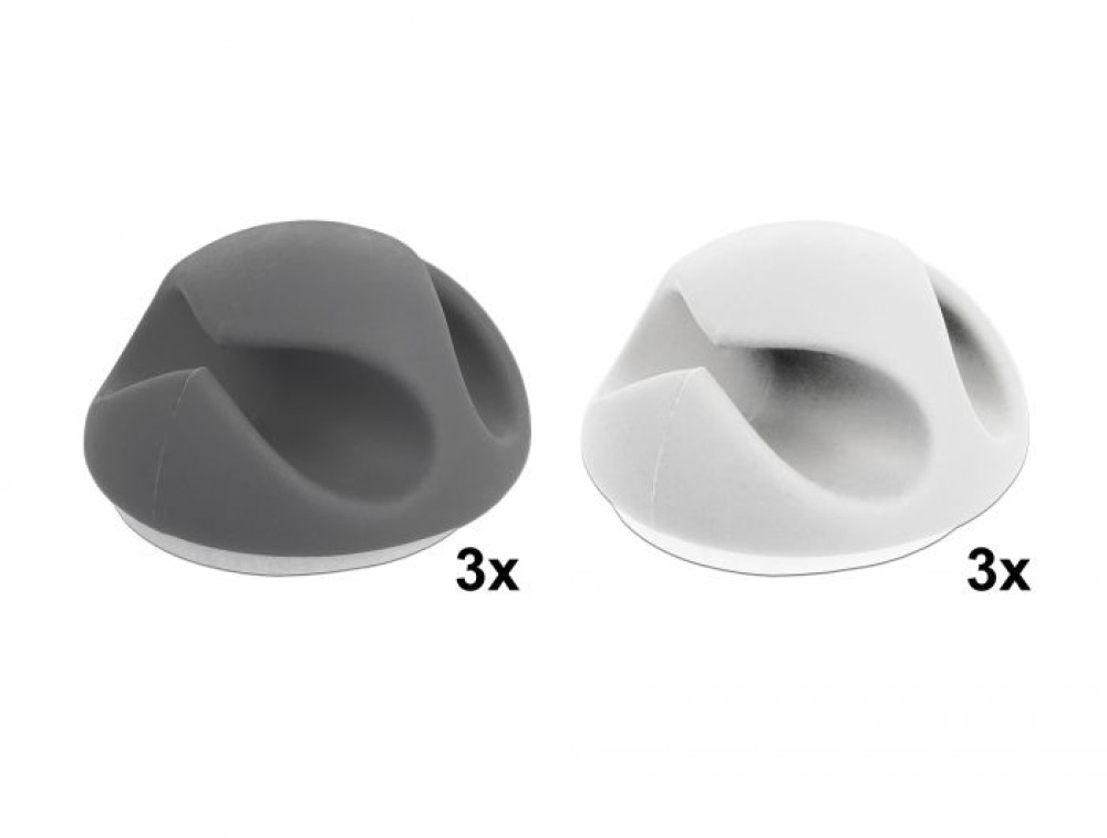 DeLock Cable Holder with 2 feed-throughs Set 6 pieces