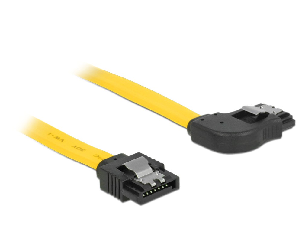 DeLock Cable SATA 6 Gb/s male straight > SATA male right angled 50cm Yellow Metal
