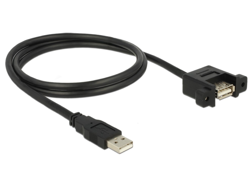 DeLock Cable USB 2.0 Type-A male > USB 2.0 Type-A female panel-mount 1m