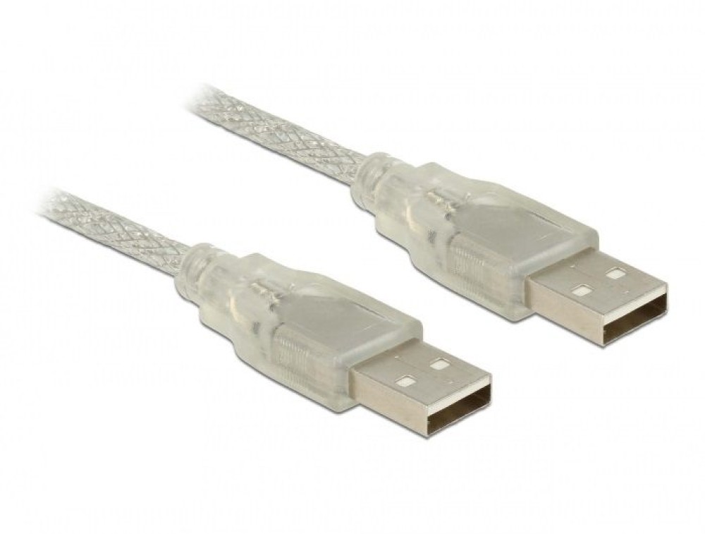 DeLock Cable USB 2.0 Type-A male > USB 2.0 Type-A male 0.5m Transparent