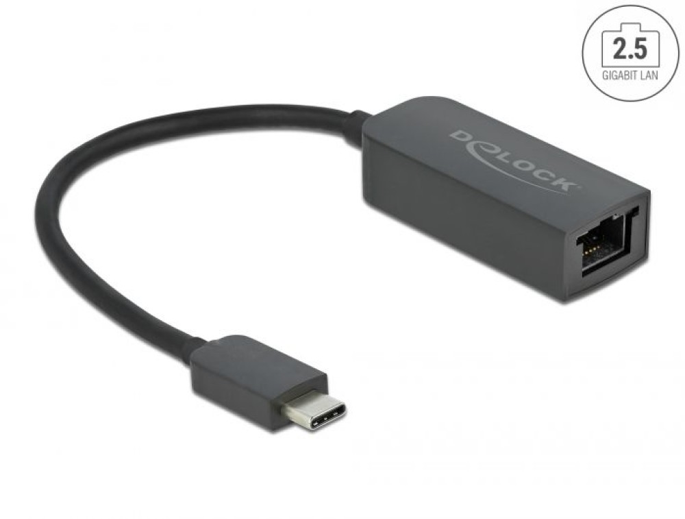 DeLock Delock USB Type-C adapter apa 2,5 Gigabit LAN kompakt