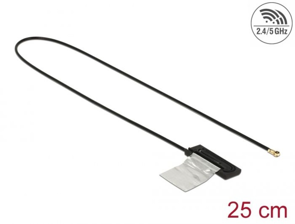 DeLock Dual Band WLAN WiFi 6 Antenna I-PEX Inc., MHF 4L plug 1 dBi 25 cm CCD internal