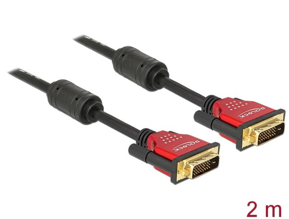 DeLock DVI 24+1 male > DVI 24+1 male 2m Red metal