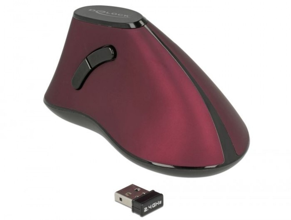 DeLock Ergonomic vertical Wireless mouse Red