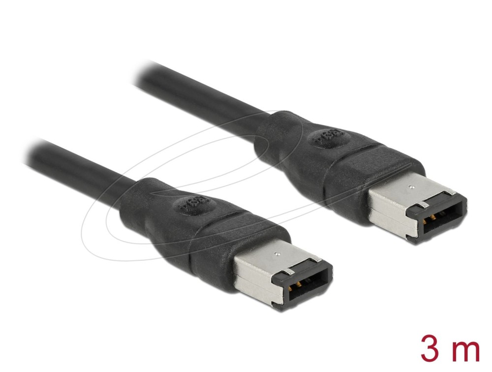 DeLock FireWire 6 pin male > 6 pin male cable 3m Black