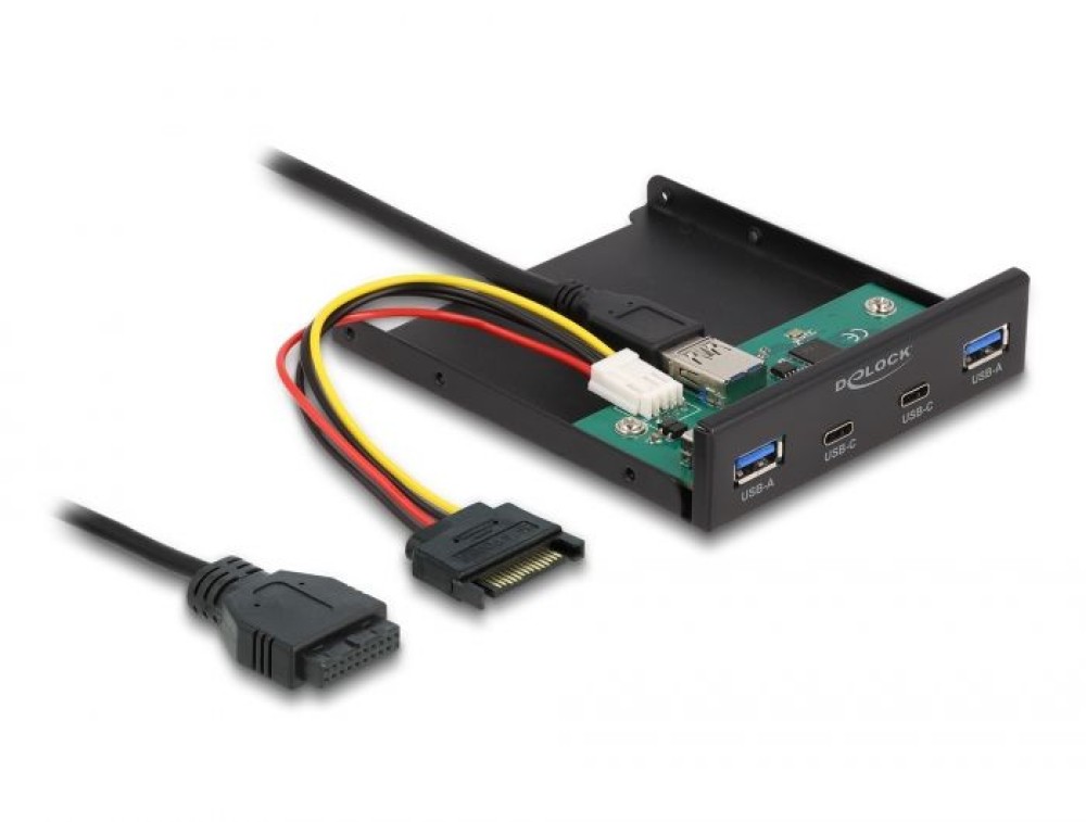 DeLock Front Panel 3.5″ USB 5 Gbps 2 x USB Type-C + 2 x USB Type-A Black