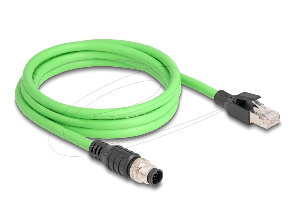 DeLock M12 Cable A-coded 8 pin male to RJ45 male PUR (TPU) 2m Green