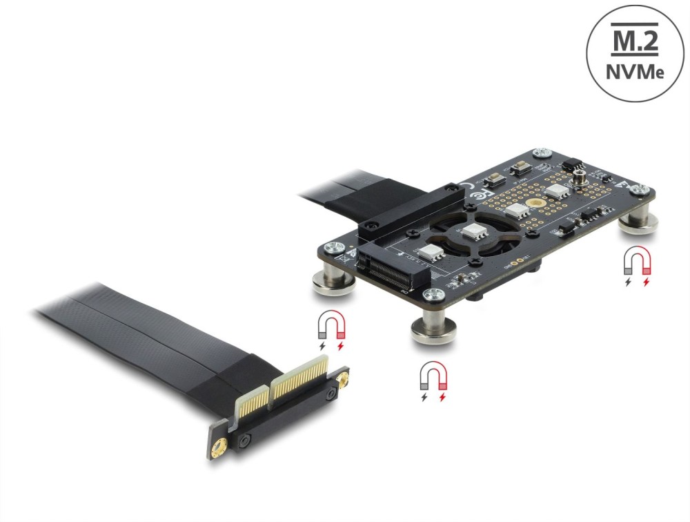 DeLock PCI Express 3.0 x4 to M.2 Key M Adapter with fan and cable 10cm