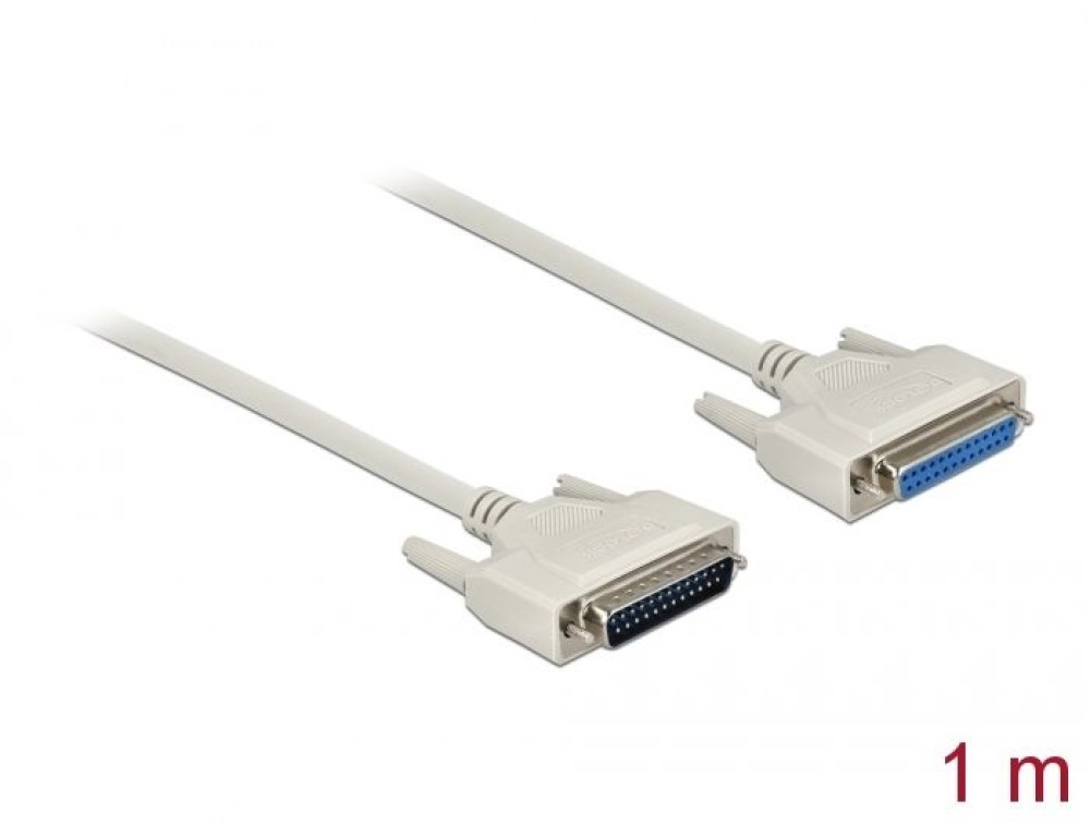 DeLock Serial Cable D-Sub 25 male to female 1m White