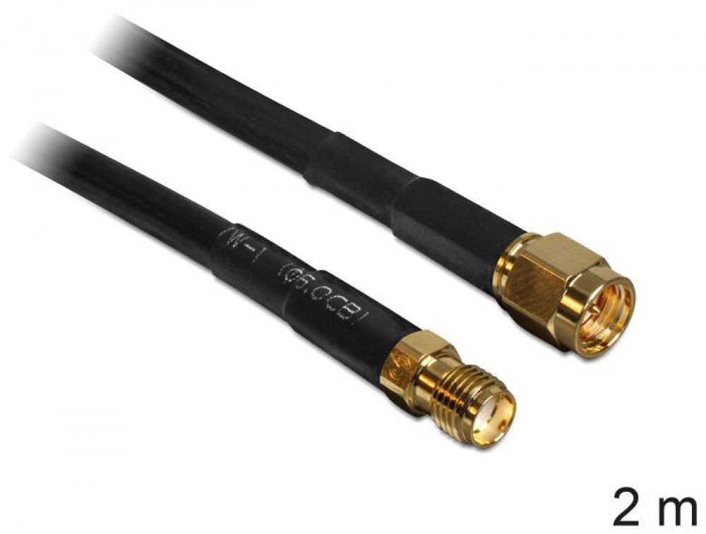 DeLock SMA Plug > SMA Jack CFD/RF200 2m Low Loss Antenna Cable