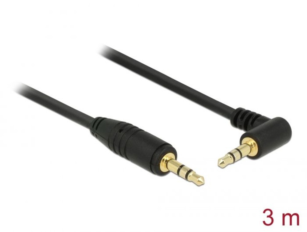 DeLock Stereo Jack Cable 3.5 mm 3 pin male > male angled 3m black