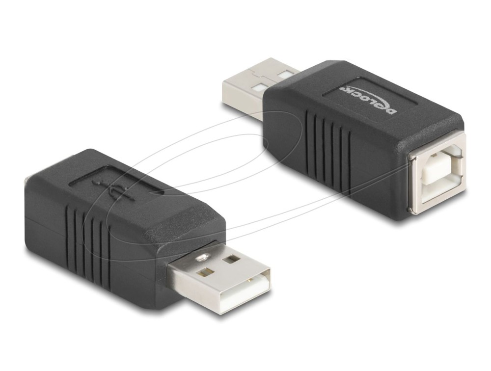 DeLock USB 2.0 Adapter USB Type-A male to USB Type-B female Black