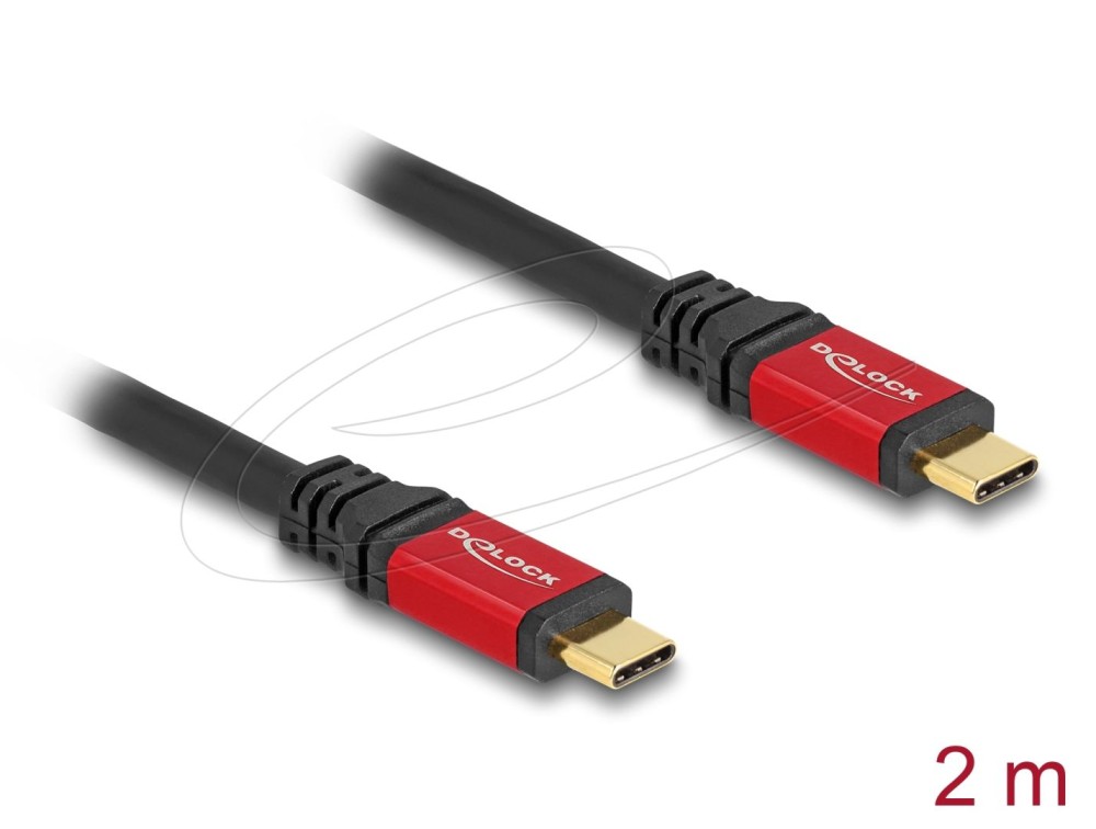 DeLock USB 2.0 Cable USB Type-C male to male 2m Red Metal
