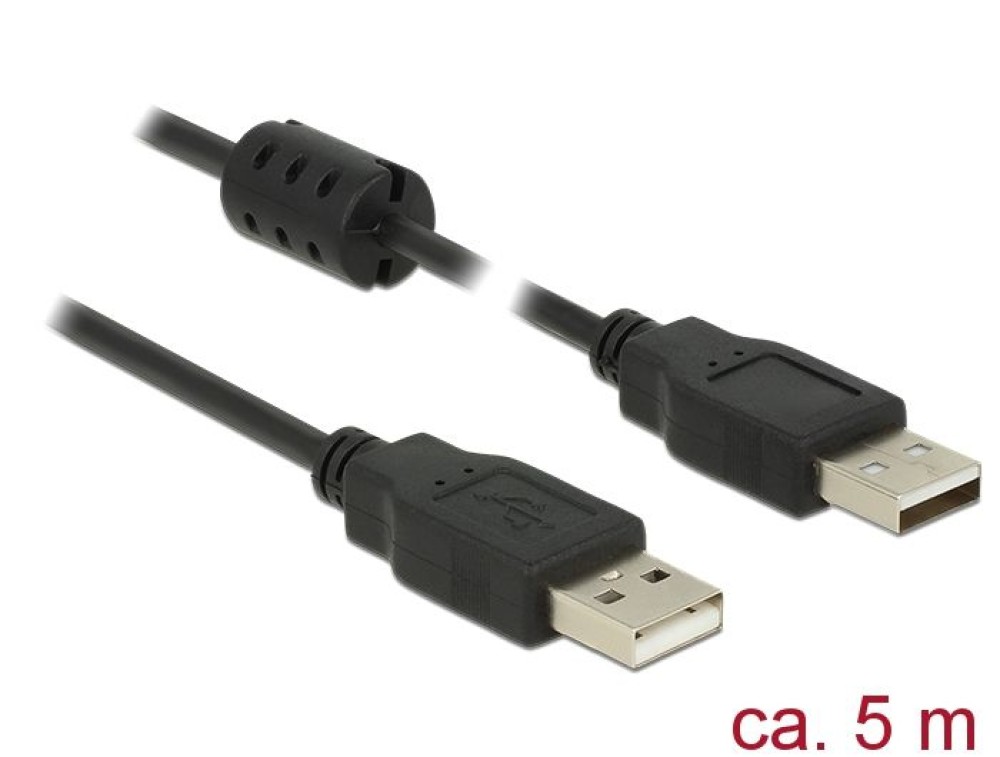 DeLock USB 2.0 Type-A male > USB 2.0 Type-A male 5m Black