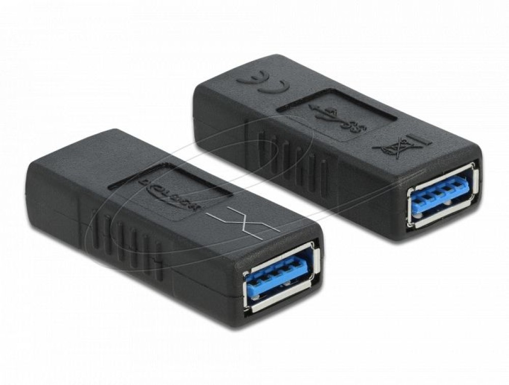 DeLock USB 3.0 Adapter Type-A female to Type-A female (crossed) Black