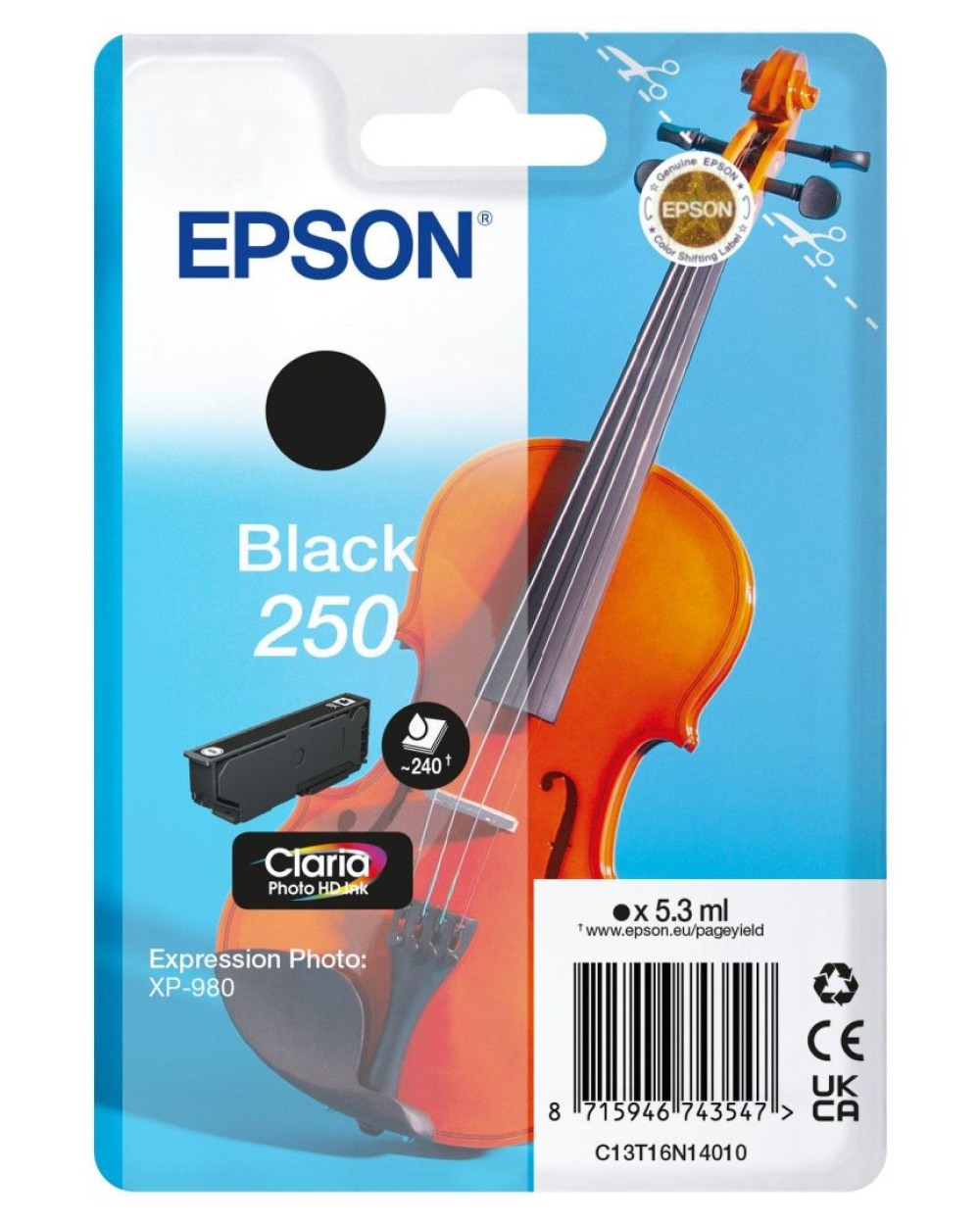 Epson 250 Black tintapatron