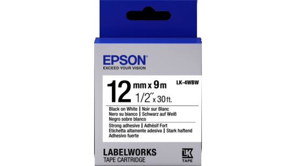 Epson LK-4WBW címkeszalag (12mm) Black on White - 9m