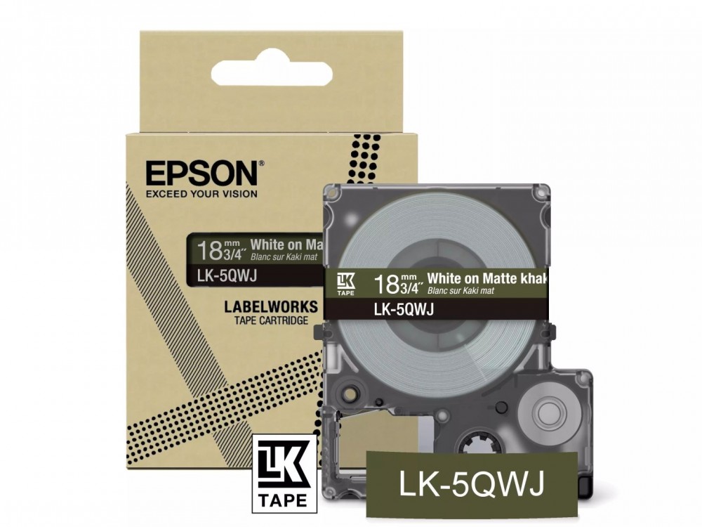 Epson LK-5QWJ címkeszalag (18mm) White on Matte Kakhi - 8m