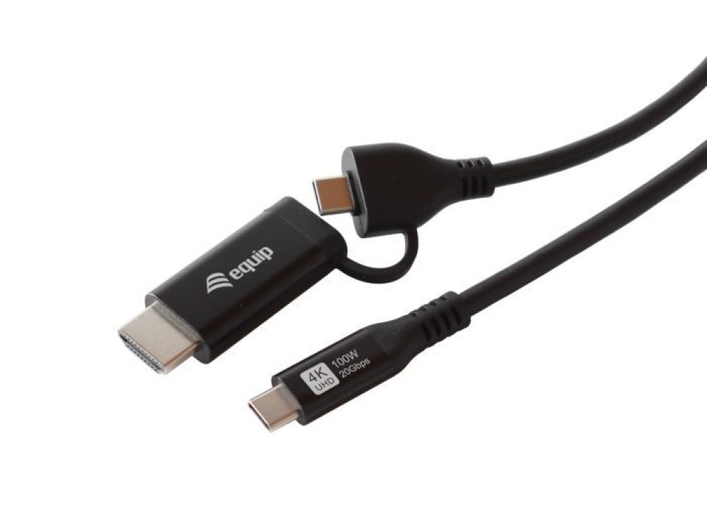 EQuip 2 in 1 USB-C to C + HDMI Cable 4K/60Hz 2m Black