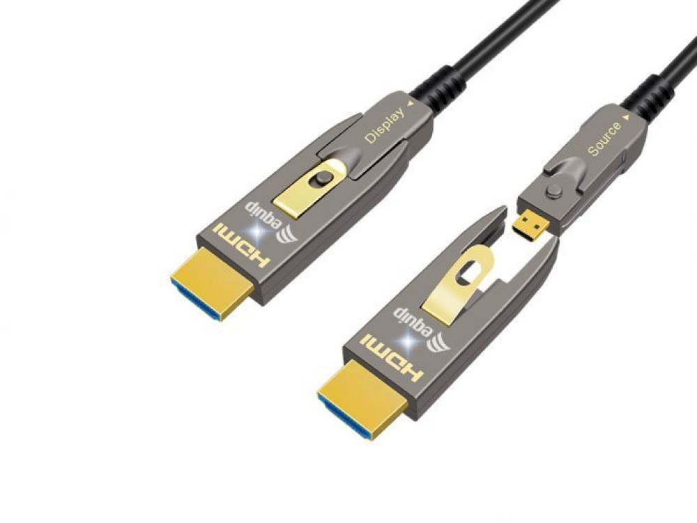 EQuip HDMI 2.0 Detachable Type D + A Active Optical Cable 4K/60Hz 30m Grey