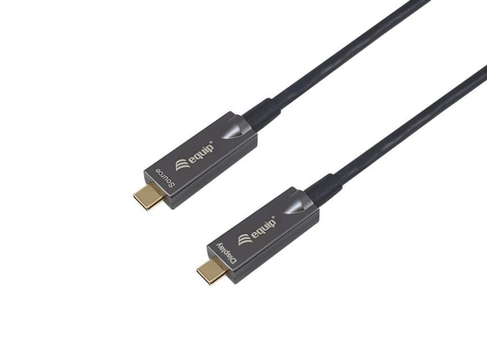 EQuip USB-C to C USB 3.2 Gen 2 10Gbps PD 60W 8K 60Hz Active Optical Cable 15m Black
