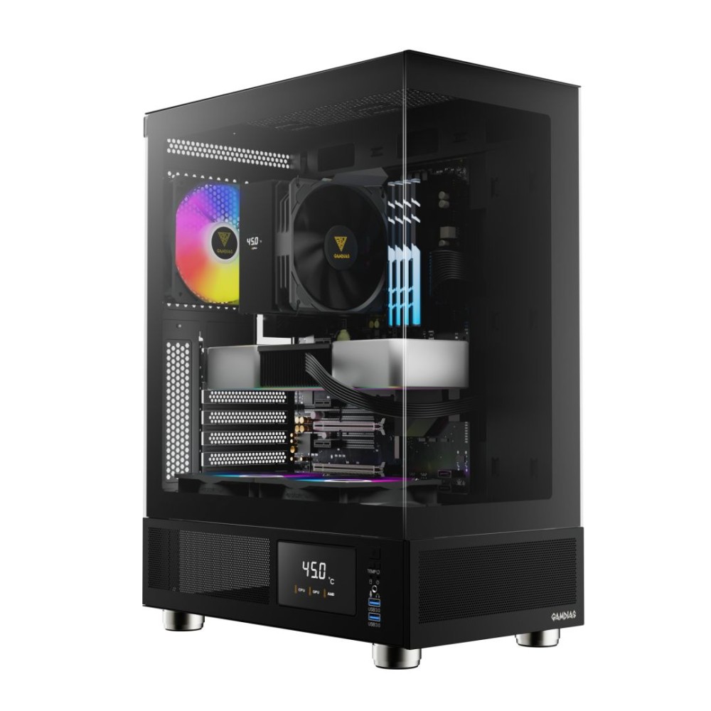 Gamdias Atlas E1 ARGB Tempered Glass Black