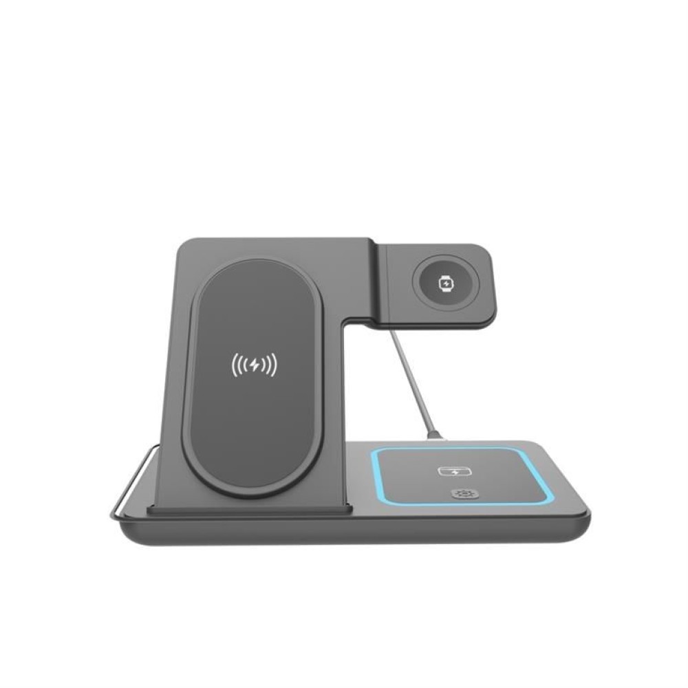 Gembird 3-in-1 foldable wireless charger stand 15W for Samsung watch Black