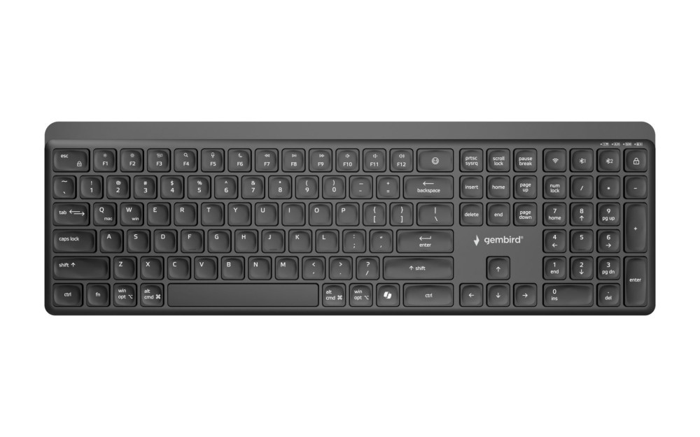 Gembird KB-WPS-03 Dual-Mode Pro Business Slim Wireless Bluetooth Keyboard Black US