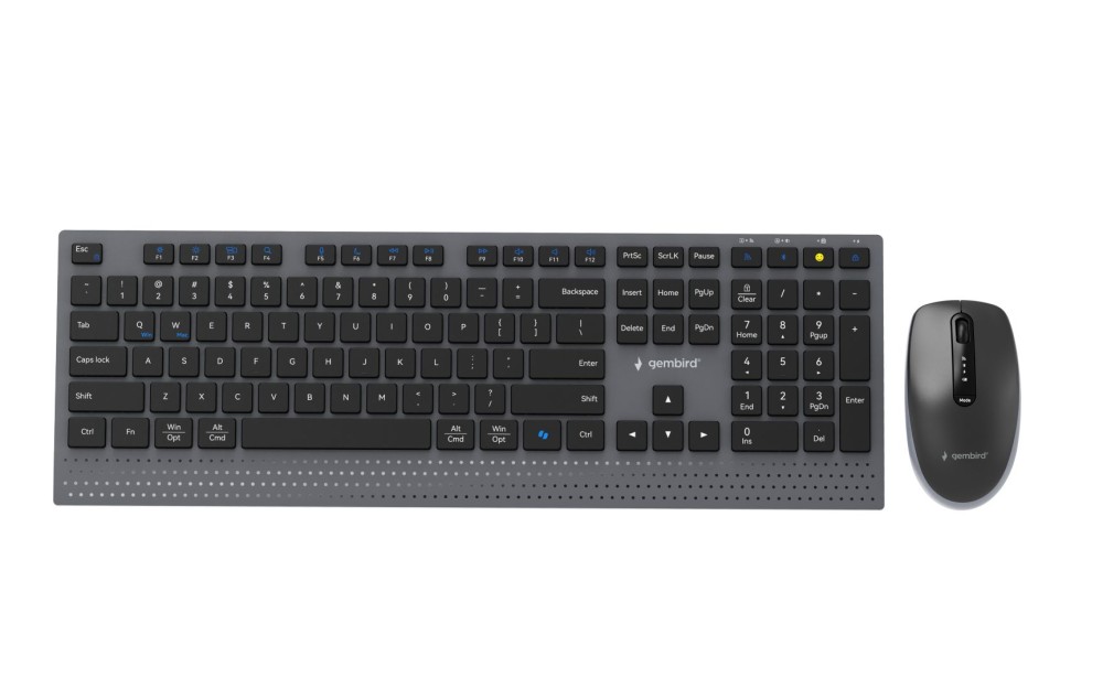 Gembird KBS-WPS-02 Dual-Mode Slim Wireless Bluetooth Keyobard Combo Black US