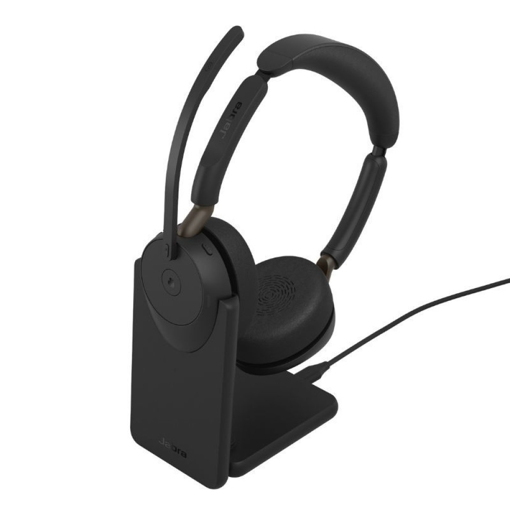 Jabra Evolve3 65 MS Stereo Link 390a Wireless Bluetooth Headset + Stand Black