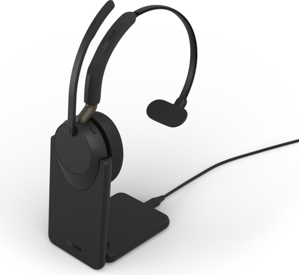 Jabra Evolve3 65 UC Mono Link 390a Wireless Bluetooth Headset + Stand Black