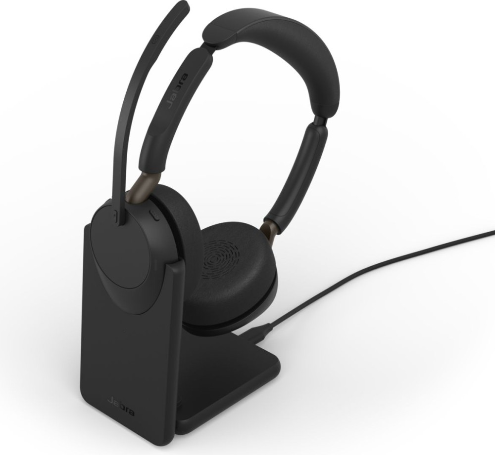 Jabra Evolve3 65 UC Stereo Link 390a Wireless Bluetooth Headset + Stand Black