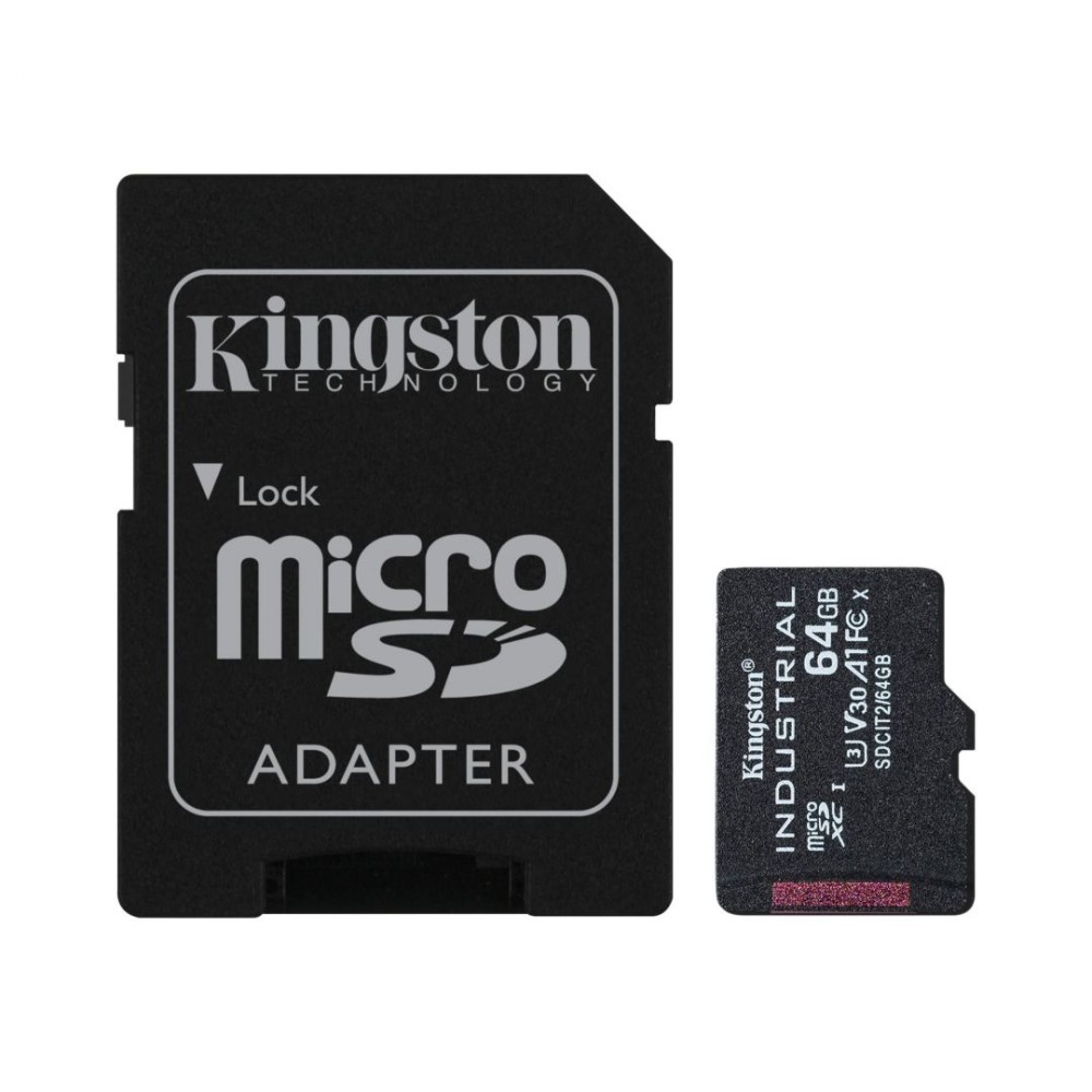 Kingston 64GB microSDXC CL10 U3 V30 A1 Industrial + adapterrel